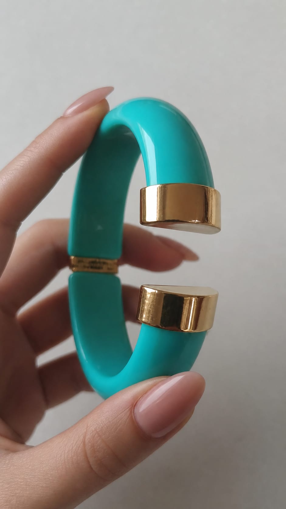 Jonc Résine Marbré Turquoise Doré Fermoir Magnétique Invisible, Bracelet Statement Femme Bohème Chic Été, Résine Haute Qualité, Cadeau