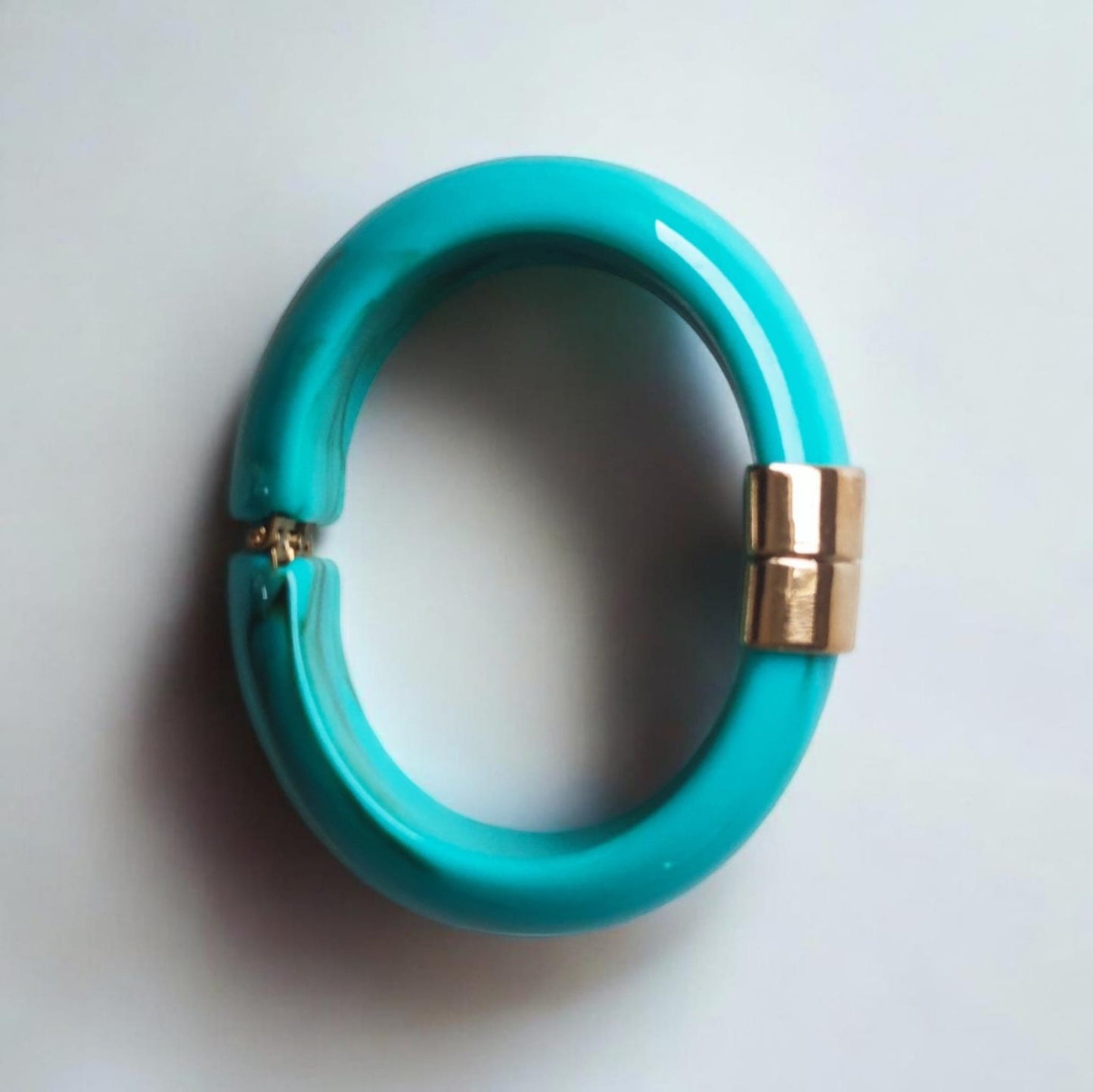 Jonc Résine Marbré Turquoise Doré Fermoir Magnétique Invisible, Bracelet Statement Femme Bohème Chic Été, Résine Haute Qualité, Cadeau