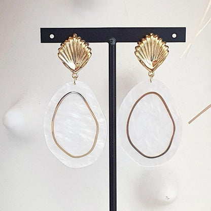 Boucles "Coquillage Nacre Blanc" - AlbertineAndTheSun