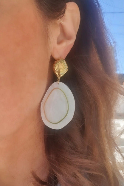 Boucles "Coquillage Nacre Blanc" - AlbertineAndTheSun