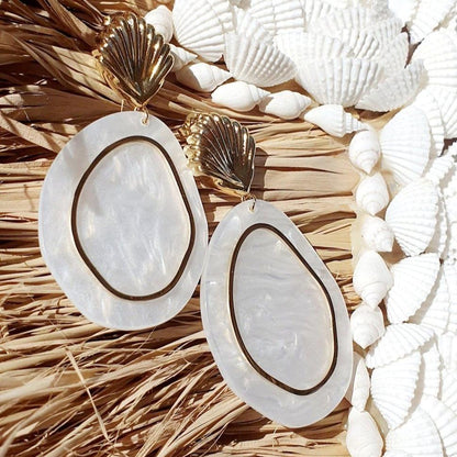 Boucles "Coquillage Nacre Blanc" - AlbertineAndTheSun