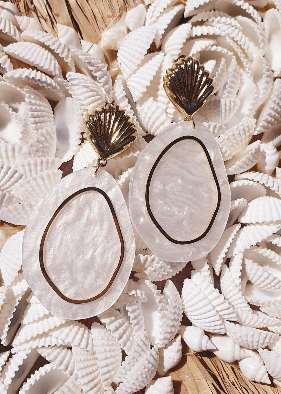 Boucles "Coquillage Nacre Blanc" - AlbertineAndTheSun