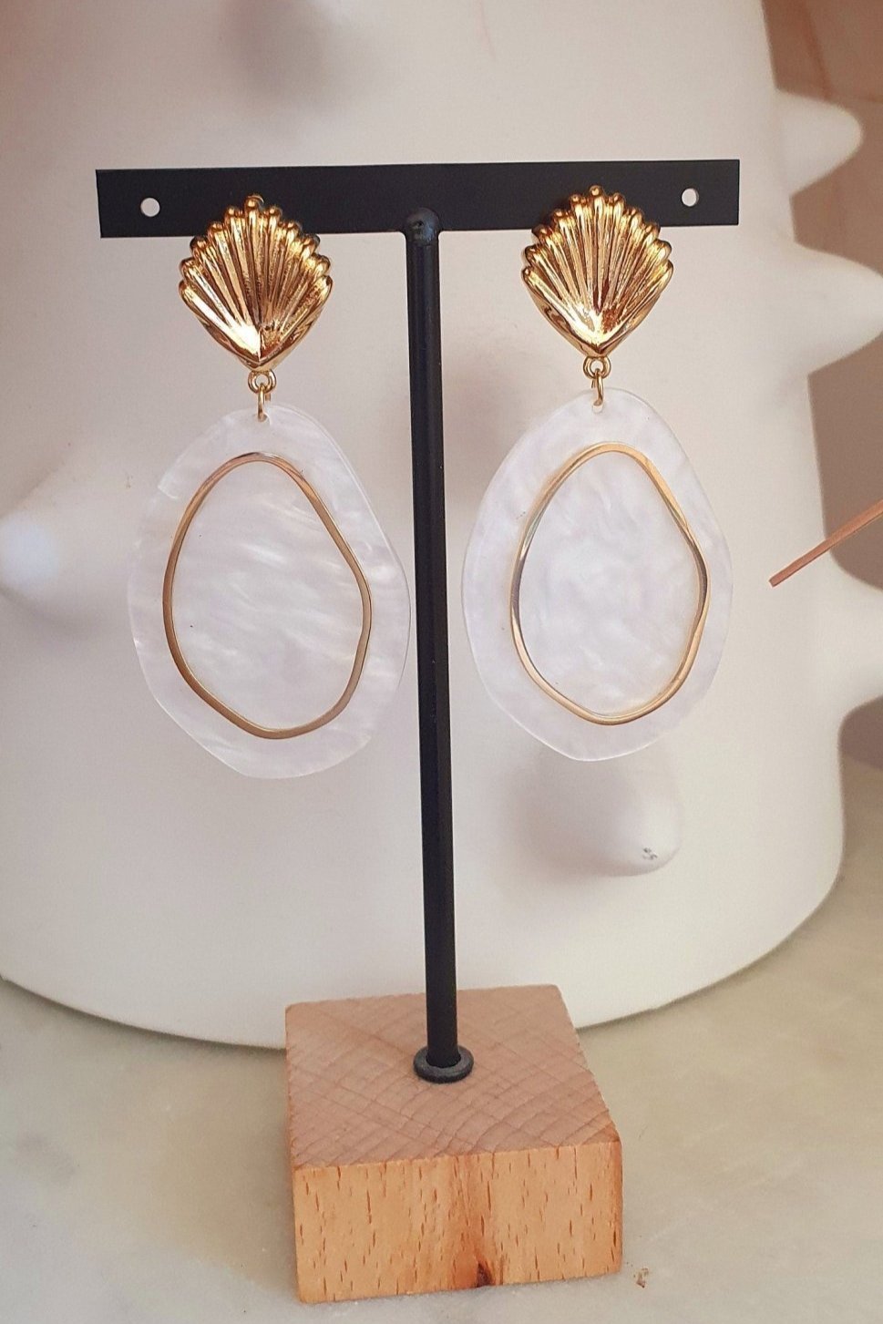 Boucles "Coquillage Nacre Blanc" - AlbertineAndTheSun