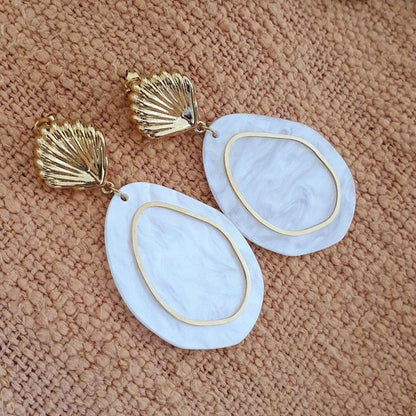 Boucles "Coquillage Nacre Blanc" - AlbertineAndTheSun