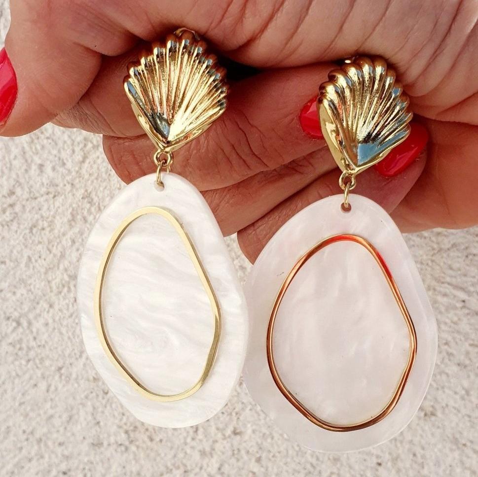 Boucles "Coquillage Nacre Blanc" - AlbertineAndTheSun