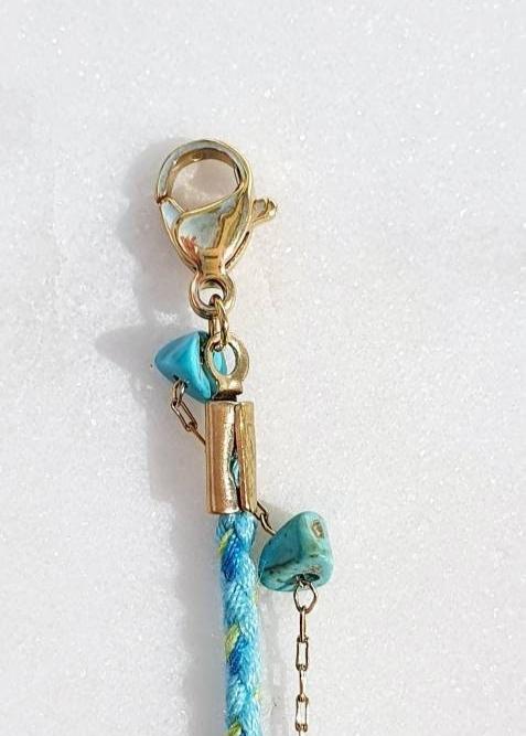 Bracelet Double Lien Tressé avec Mantra et Pierre Semi - Précieuses - AlbertineAndTheSun