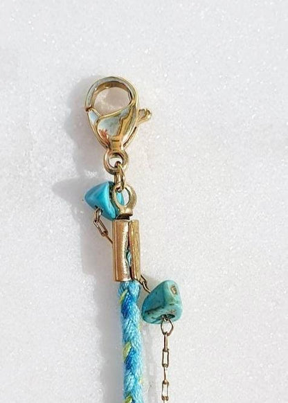 Bracelet Double Lien Tressé avec Mantra et Pierre Semi - Précieuses - AlbertineAndTheSun
