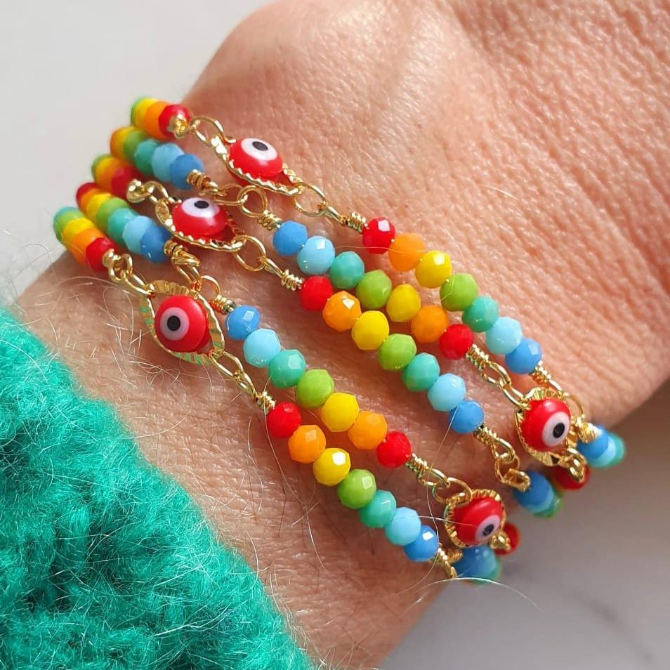 Bracelet "Œil et Perles Multicolore" - AlbertineAndTheSun