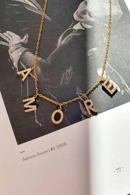 Collier Lettres Suspendues "Amour"... - AlbertineAndTheSun
