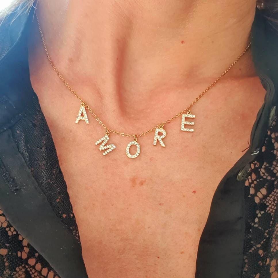 Collier Lettres Suspendues "Amour"... - AlbertineAndTheSun