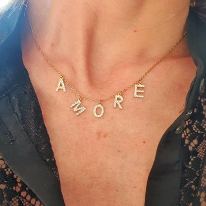 Collier Lettres Suspendues "Amour"... - AlbertineAndTheSun