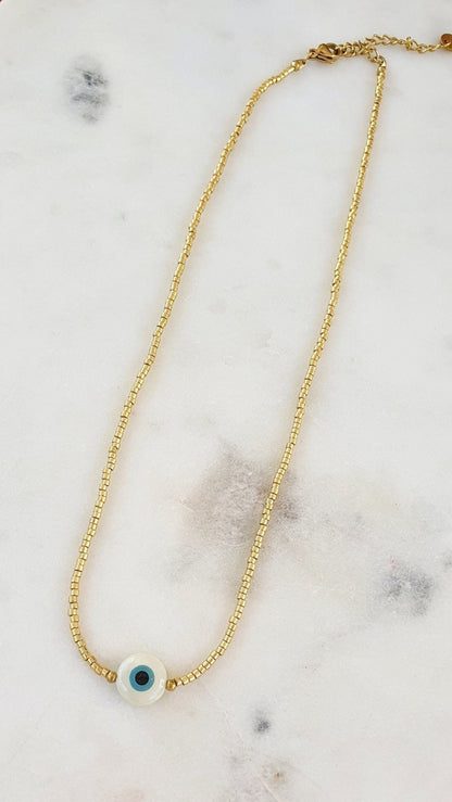 Collier "Œil Protecteur" - Perles de Poney Rocaille - AlbertineAndTheSun