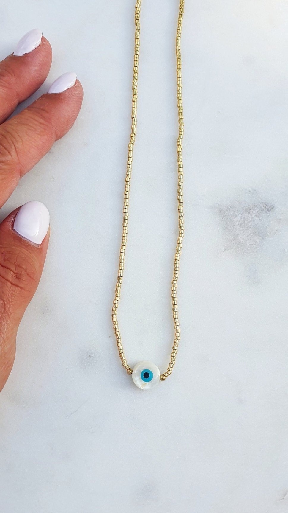 Collier "Œil Protecteur" - Perles de Poney Rocaille - AlbertineAndTheSun
