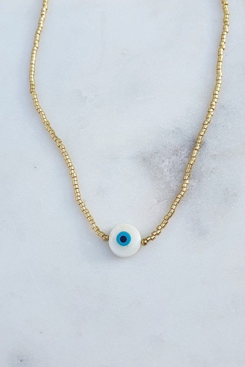 Collier "Œil Protecteur" - Perles de Poney Rocaille - AlbertineAndTheSun