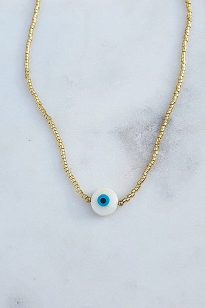 Collier "Œil Protecteur" - Perles de Poney Rocaille - AlbertineAndTheSun