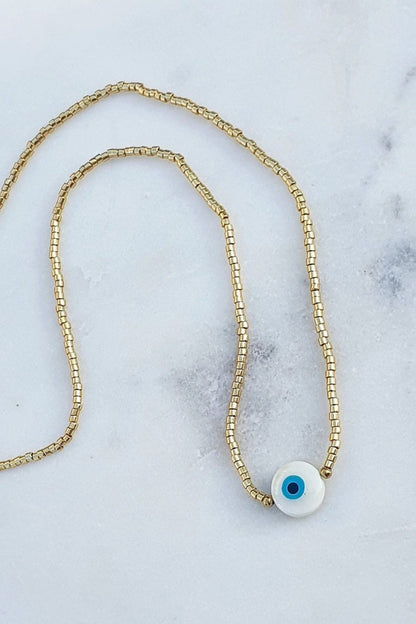 Collier "Œil Protecteur" - Perles de Poney Rocaille - AlbertineAndTheSun