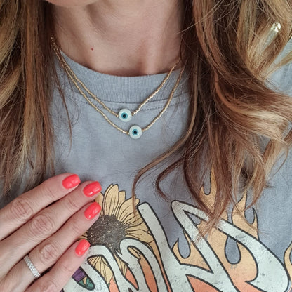 Collier "Œil Protecteur" - Perles de Poney Rocaille - AlbertineAndTheSun