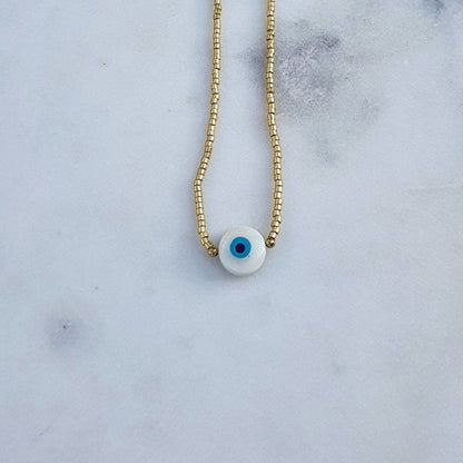 Collier "Œil Protecteur" - Perles de Poney Rocaille - AlbertineAndTheSun