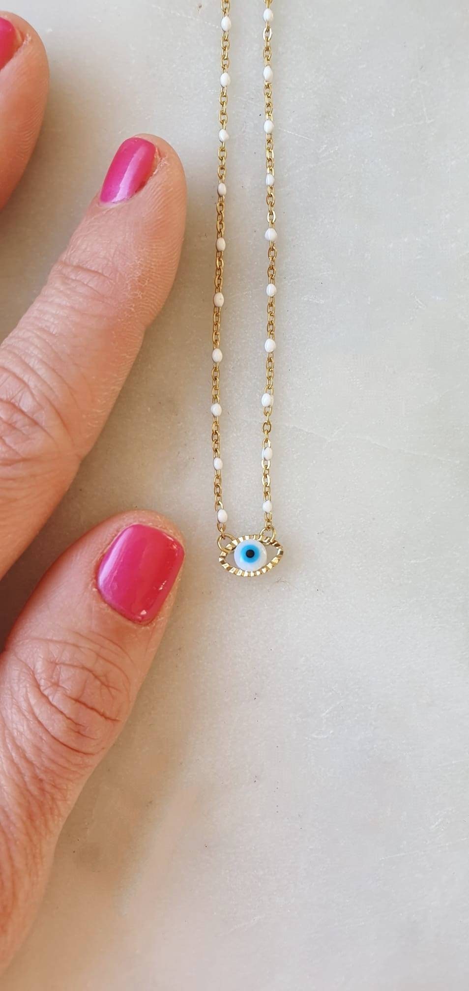 Collier Œil Protecteur - Perles Résine - AlbertineAndTheSun