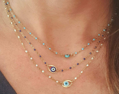 Collier Œil Protecteur - Perles Résine - AlbertineAndTheSun