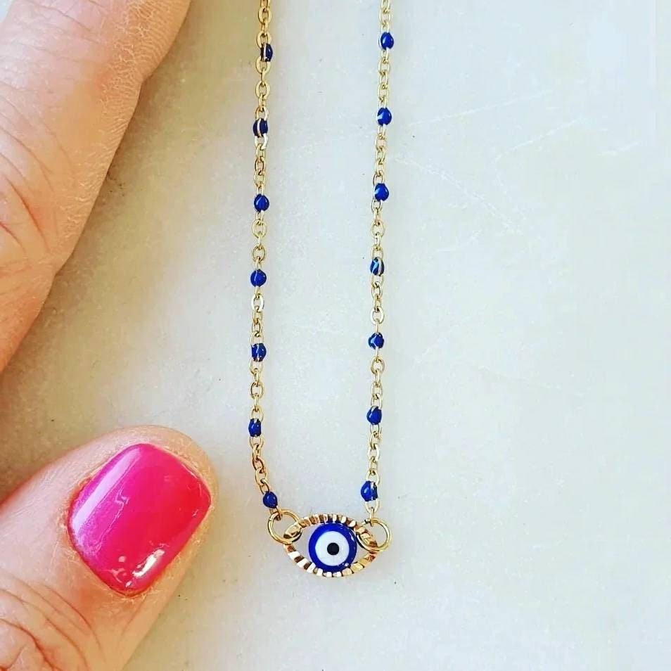 Collier Œil Protecteur - Perles Résine - AlbertineAndTheSun